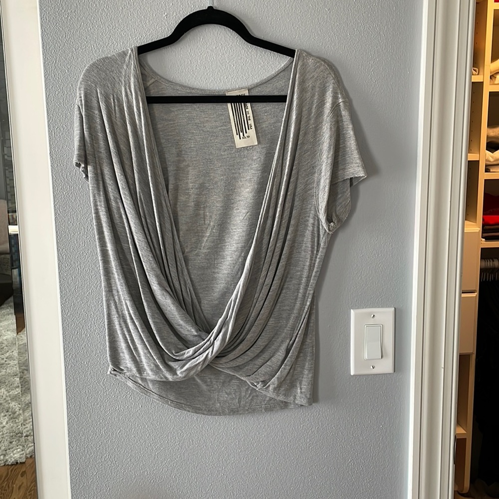 Grey Free People crossover t-shirt